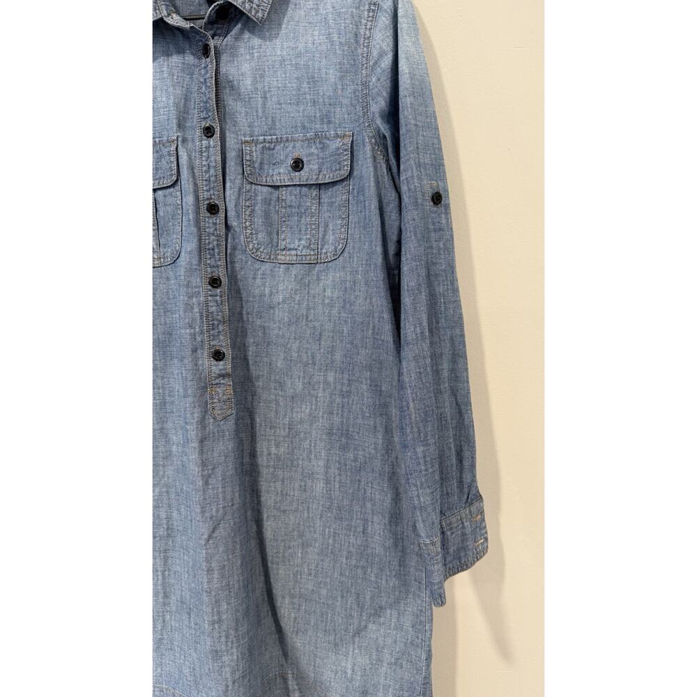 J.CREW Dress Chambray Half Button Shirtdress Roll Tab Sleeve Size6 2591 - Picture 2 of 7